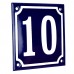 Emaljeskilt 10 blå - hvid 10 x 10 cm model 11