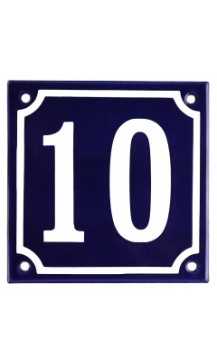 Emaljeskilt 10 blå - hvid 10 x 10 cm model 11