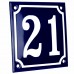 Emaljeskilt 21 blå - hvid 10 x 10 cm model 11