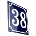 Emaljeskilt 38 blå - hvid 10 x 10 cm model 11