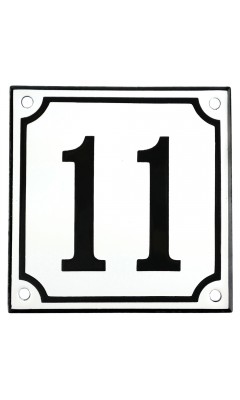Emaljeskilt 11 hvid - sort 10 x 10 cm model 10