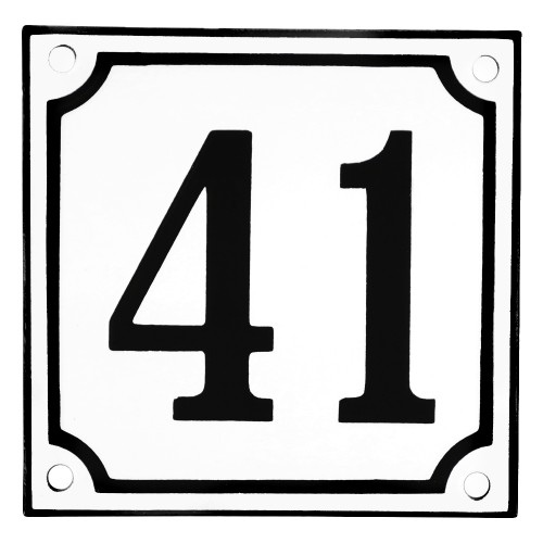 Emaljeskilt 41 hvid - sort 10 x 10 cm model 10