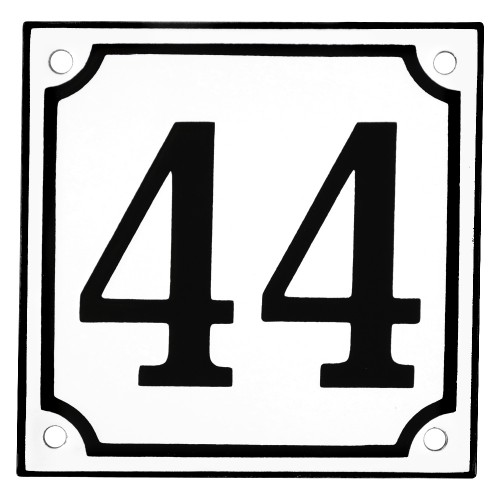 Emaljeskilt 44 hvid - sort 10 x 10 cm model 10