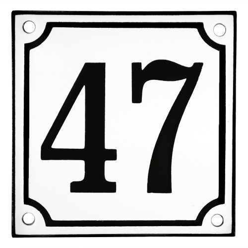 Emaljeskilt 47 hvid - sort 10 x 10 cm model 10