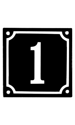 Emaljeskilt 1 sort - hvid 10 x 10 cm model 12
