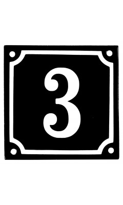 Emaljeskilt 3 sort - hvid 10 x 10 cm model 12