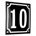Emaljeskilt 10 sort - hvid 10 x 10 cm model 12