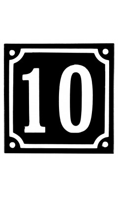 Emaljeskilt 10 sort - hvid 10 x 10 cm model 12