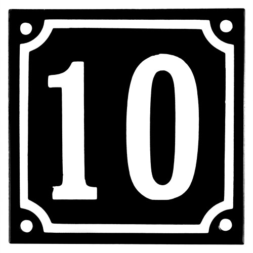 Emaljeskilt 10 sort - hvid 10 x 10 cm model 12