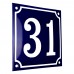 Emaljeskilt 31 blå - hvid 15 x 15 cm model 11