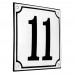 Emaljeskilt 11 hvid - sort 15 x 15 cm model 10
