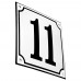 Emaljeskilt 11 hvid - sort 15 x 15 cm model 10