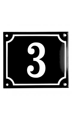 Emaljeskilt 3 sort - hvid 14 x 12 cm model 12