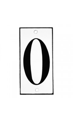 Emaljskylt 0 vit - svart 5 x 10 cm modell 13-3