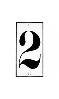 Emaljskylt 2 vit - svart 5 x 10 cm modell 13-3