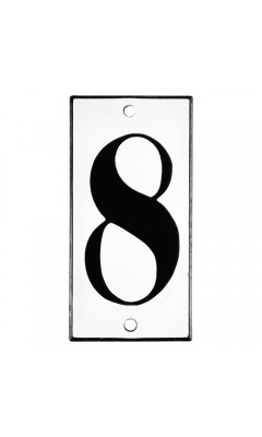 Emaljskylt 8 vit - svart 5 x 10 cm modell 13-3