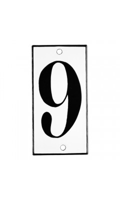 Emaljskylt 9 vit - svart 5 x 10 cm modell 13-3