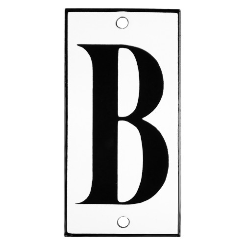 Emaljskylt B vit - svart 5 x 10 cm modell 13-3