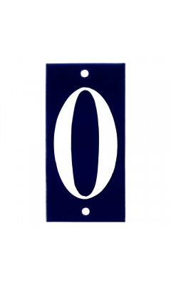 Emaljskylt 0 blå - vit 5 x 10 cm modell 14-3