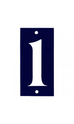 Emaljskylt 1 blå - vit 5 x 10 cm modell 14-3