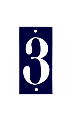 Emaljskylt 3 blå - vit 5 x 10 cm modell 14-3