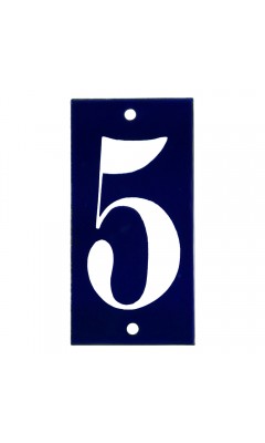 Emaljskylt 5 blå - vit 5 x 10 cm modell 14-3
