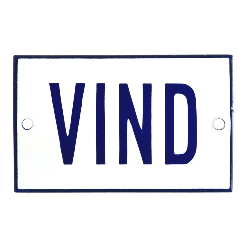 Emaljskylt VIND vit - blå 8 x 5 cm modell 1-3