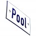 Emaljskylt Pool vit - blå 8 x 5 cm modell 1-3