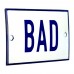 Emaljskylt BAD vit - blå 8 x 5 cm modell 1-3