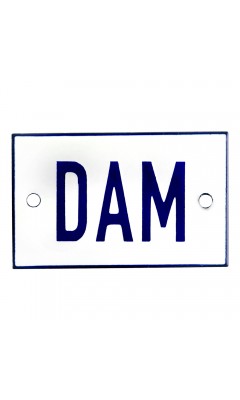 Emaljskylt DAM vit - blå 8 x 5 cm modell 1-3