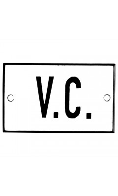 Emaljskylt V.C. vit - svart 8 x 5 cm modell 2-3