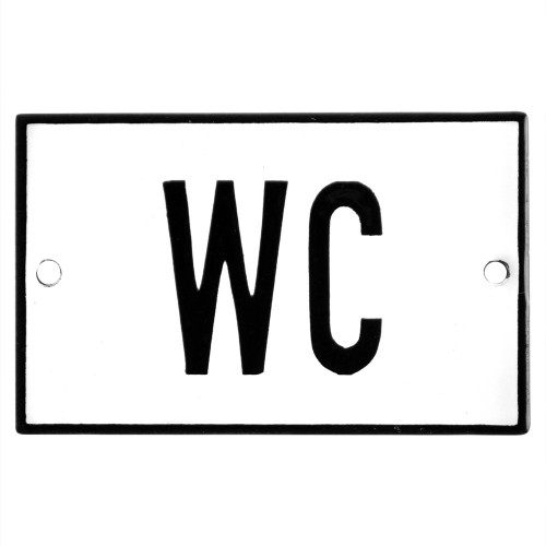 Emaljskylt WC vit - svart 8 x 5 cm modell 2-3