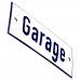 Emaljskylt Garage vit - blå 12 x 5 cm modell 1-3