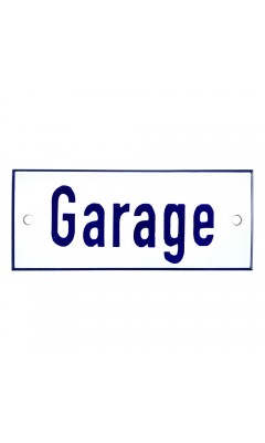 Emaljskylt Garage vit - blå 12 x 5 cm modell 1-3 Emaljskylt Garage vit - blå 12 x 5 cm modell 1-3
