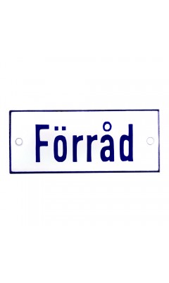 Emaljskylt Förråd vit - blå 12 x 5 cm modell 1-3 Emaljskylt Förråd vit - blå 12 x 5 cm modell 1-3