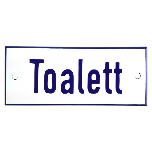 Emaljskylt Toalett vit - blå 12 x 5 cm modell 1-3