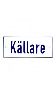 Emaljskylt Källare vit - blå 12 x 5 cm modell 1-3