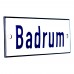 Emaljskylt Badrum vit - blå 12 x 5 cm modell 1-3