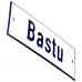 Emaljskylt Bastu vit - blå 12 x 5 cm modell 1-3