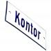 Emaljskylt Kontor vit - blå 12 x 5 cm modell 1-3