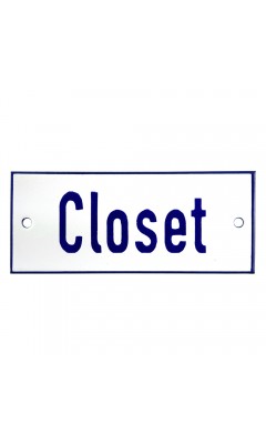 Emaljskylt Closet vit - blå 12 x 5 cm modell 1-3 Emaljskylt Closet vit - blå 12 x 5 cm modell 1-3