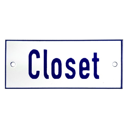 Emaljskylt Closet vit - blå 12 x 5 cm modell 1-3