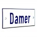 Emaljskylt Damer vit - blå 12 x 5 cm modell 1-3
