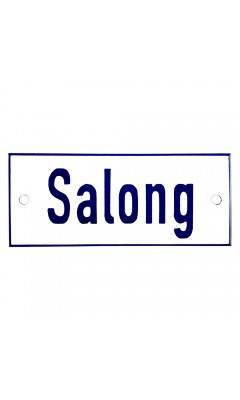 Emaljskylt Salong vit - blå 12 x 5 cm modell 1-3