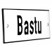 Emaljskylt Bastu vit - svart 12 x 5 cm modell 2-3