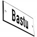 Emaljskylt Bastu vit - svart 12 x 5 cm modell 2-3