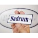 Emaljskylt Badrum vit - blå 12 x 5 cm modell 3-3