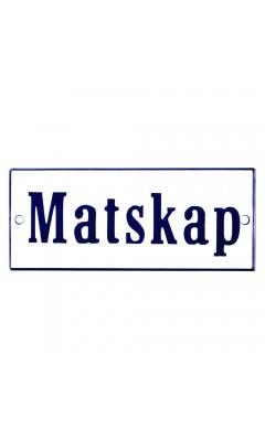 Emaljskylt Matskap vit - blå 12 x 5 cm modell 3-3 Emaljskylt Matskap vit - blå 12 x 5 cm modell 3-3
