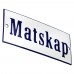 Emaljskylt Matskap vit - blå 12 x 5 cm modell 3-3