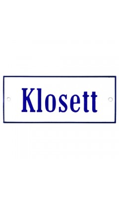 Emaljskylt Klosett vit - blå 12 x 5 cm modell 3-3